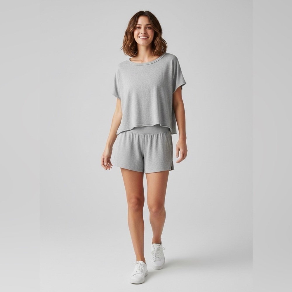 Athleta Gray Lounge Short Sleeve Tee size M